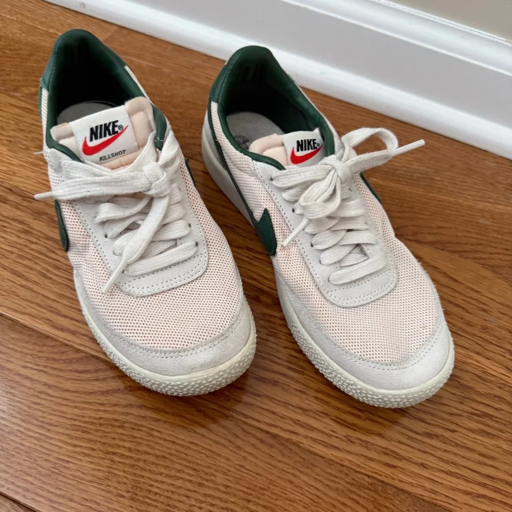 Nike Killshot Kids Sneakers White Green‎ Lace Up Casual Shoes Size 4.5Y